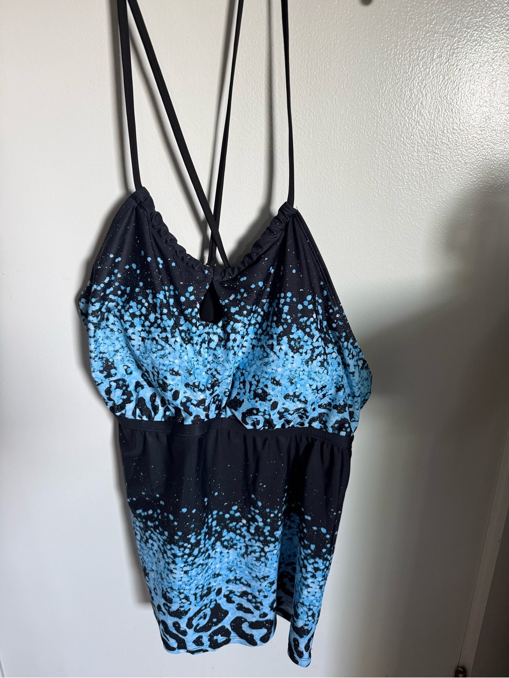 Women’s Black and Blue Patterned Two-Piece Swimsuit